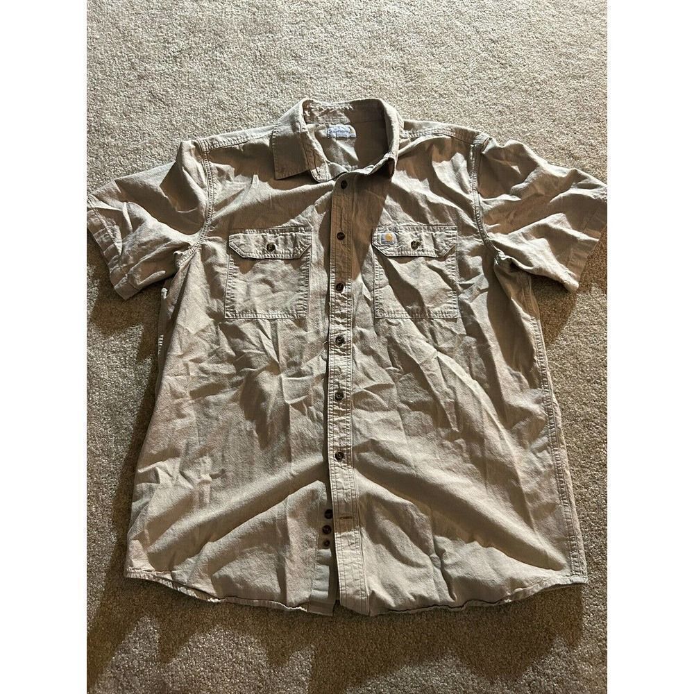 Carhartt Short Sleeve Shirt Size XL Tall - Button Up Brown Beige